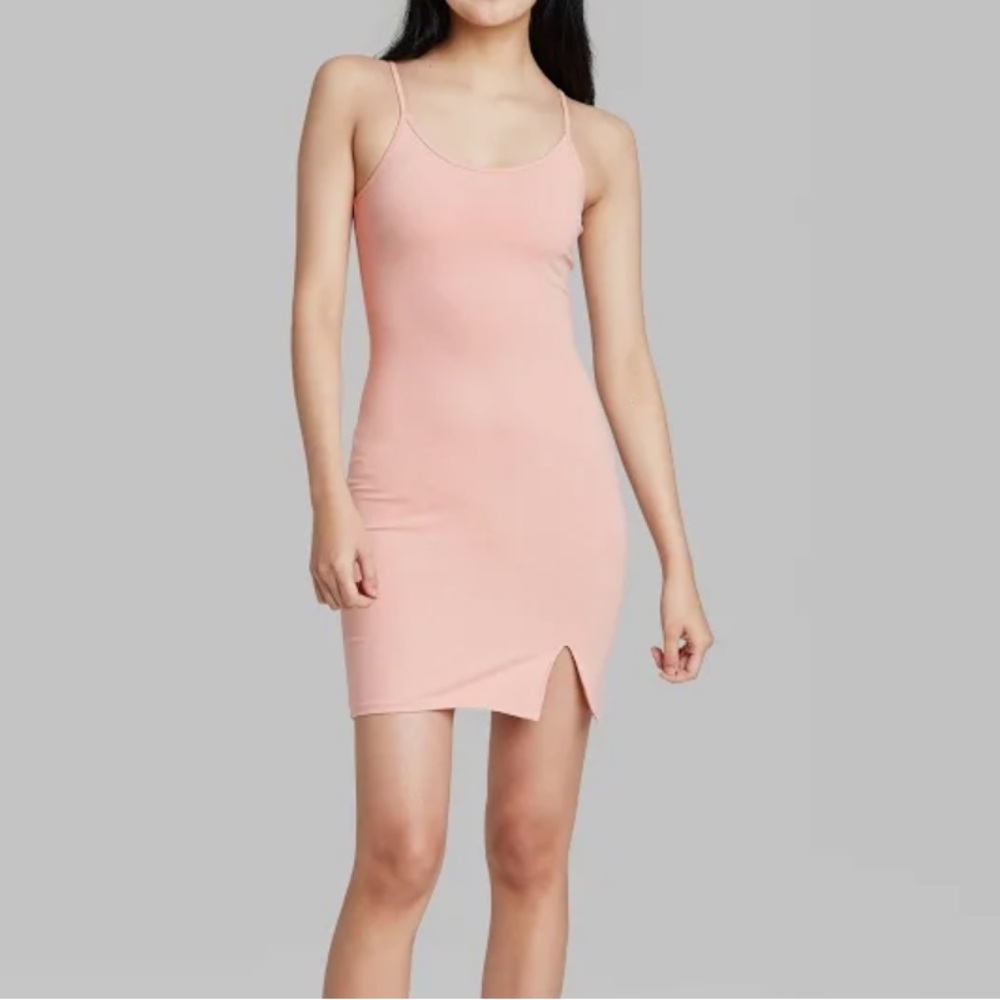 Wild Fable Light Pink/Light Mauve Fitted Dress with Slit